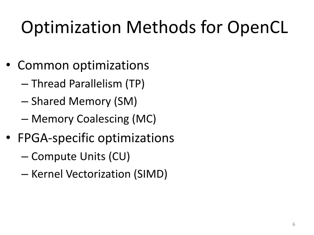 optimization methods for opencl