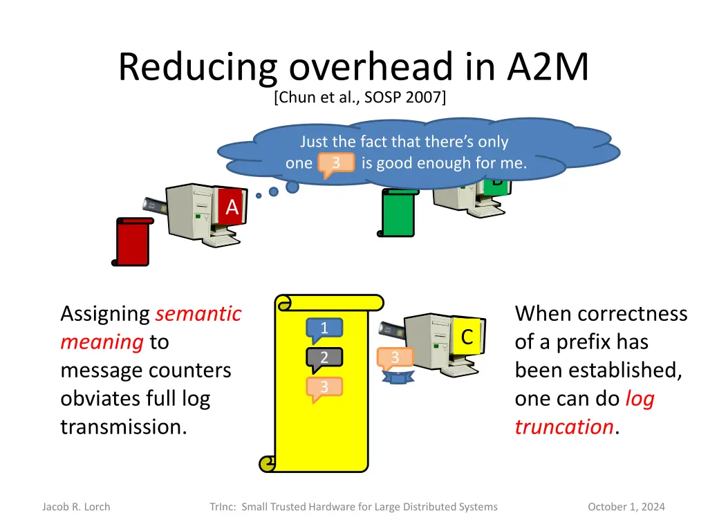 reducing overhead in a2m chun et al sosp 2007