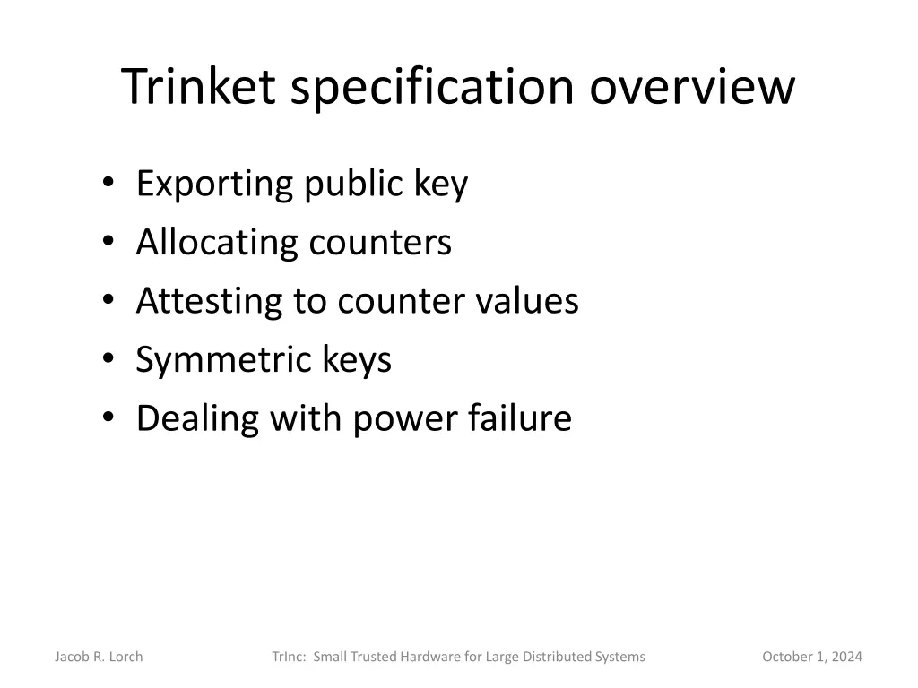 trinket specification overview