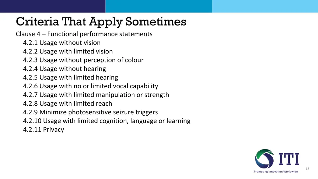 criteria that apply sometimes clause 4 functional