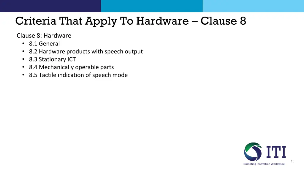 criteria that apply to hardware clause 8