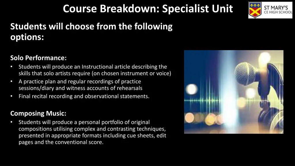 course breakdown specialist unit