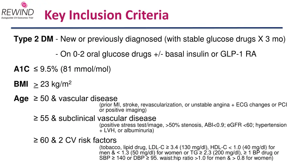 key inclusion criteria