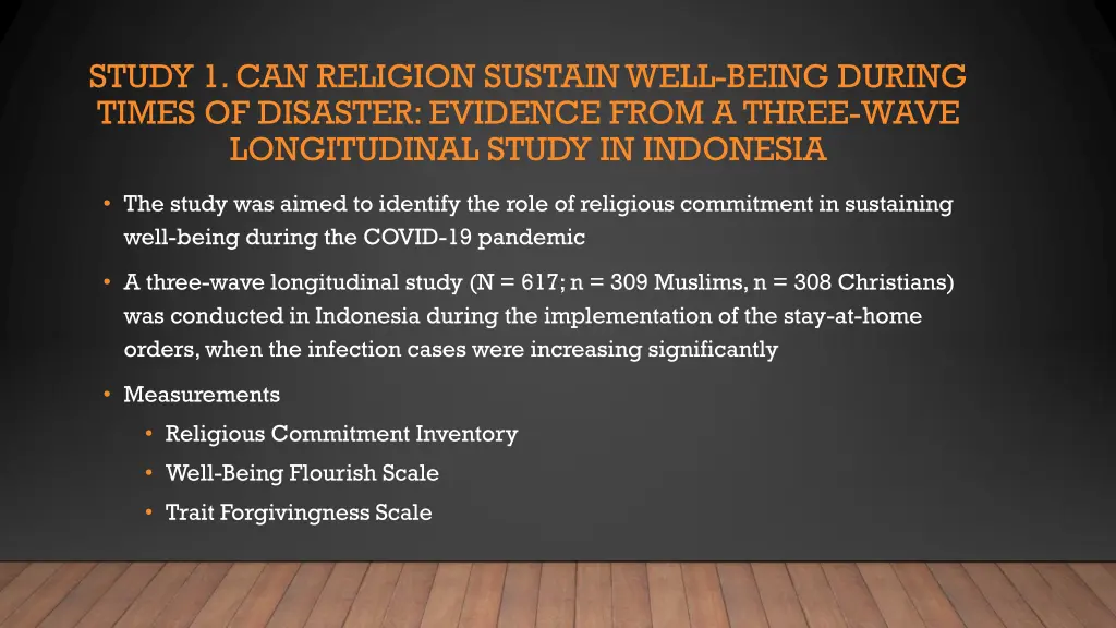 study 1 can religion sustain well being during