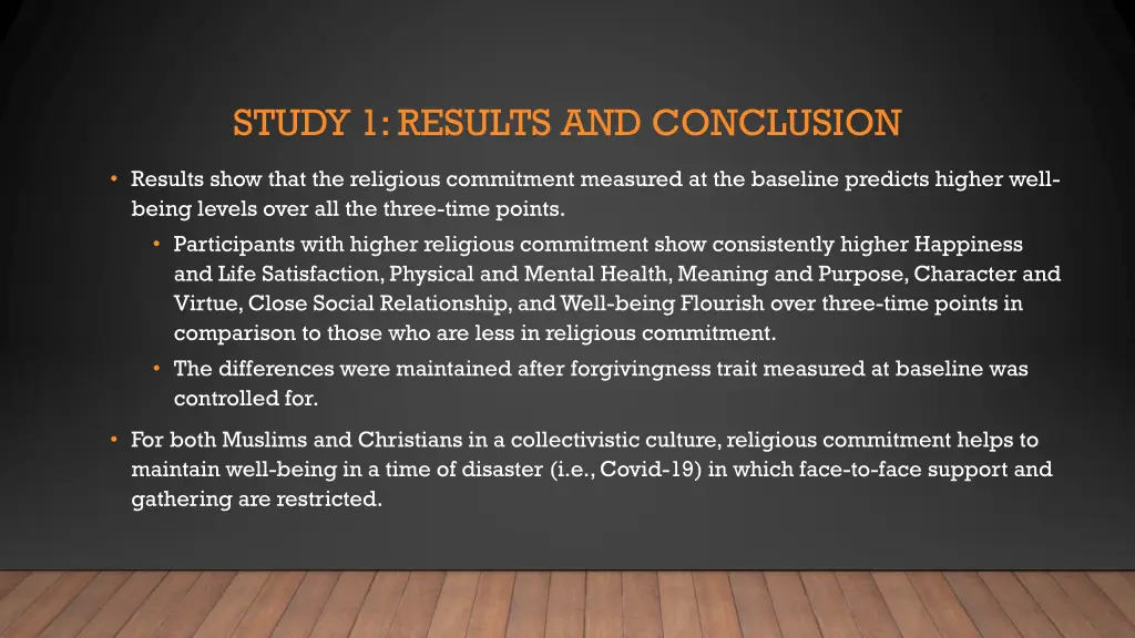 study 1 results and conclusion