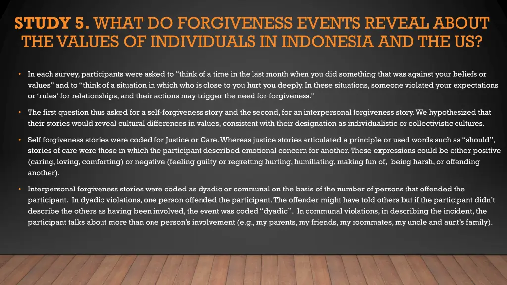 study 5 what do forgiveness events reveal about