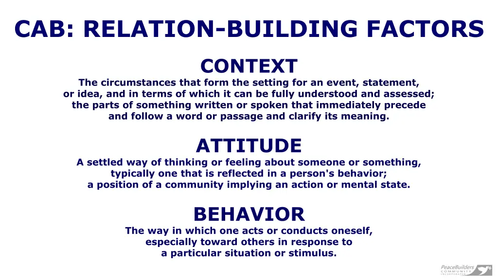 cab relation building factors