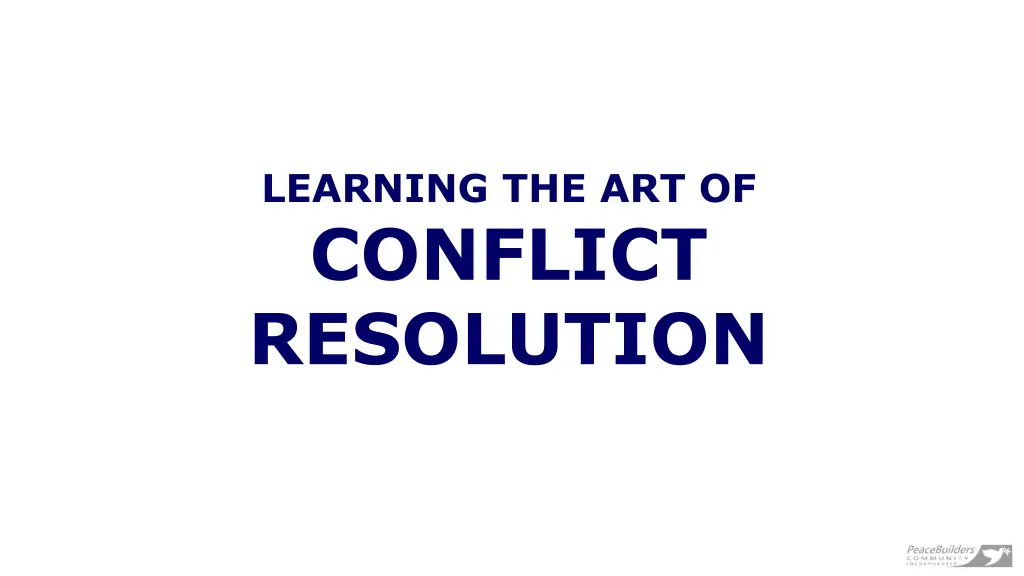 learning the art of conflict resolution