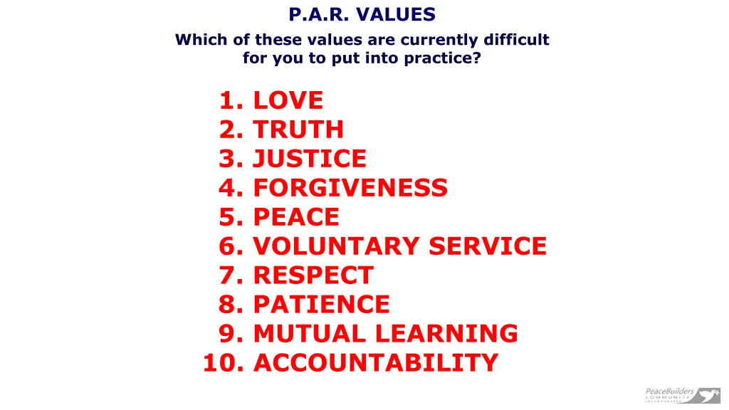 p a r values