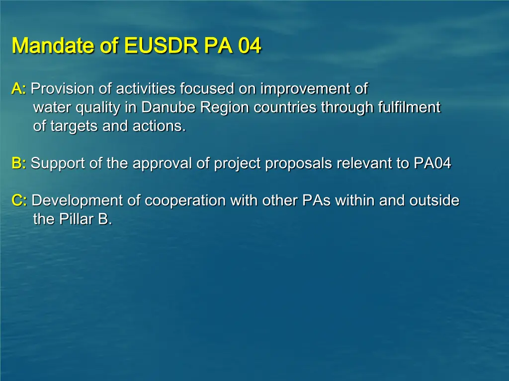 mandate of mandate of eusdr