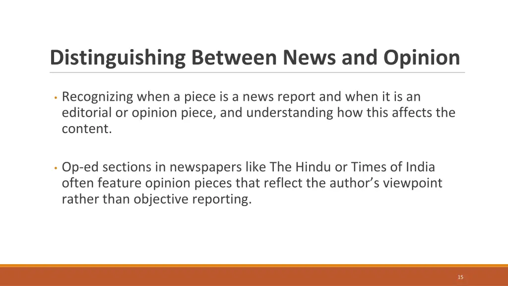 distinguishing between news and opinion