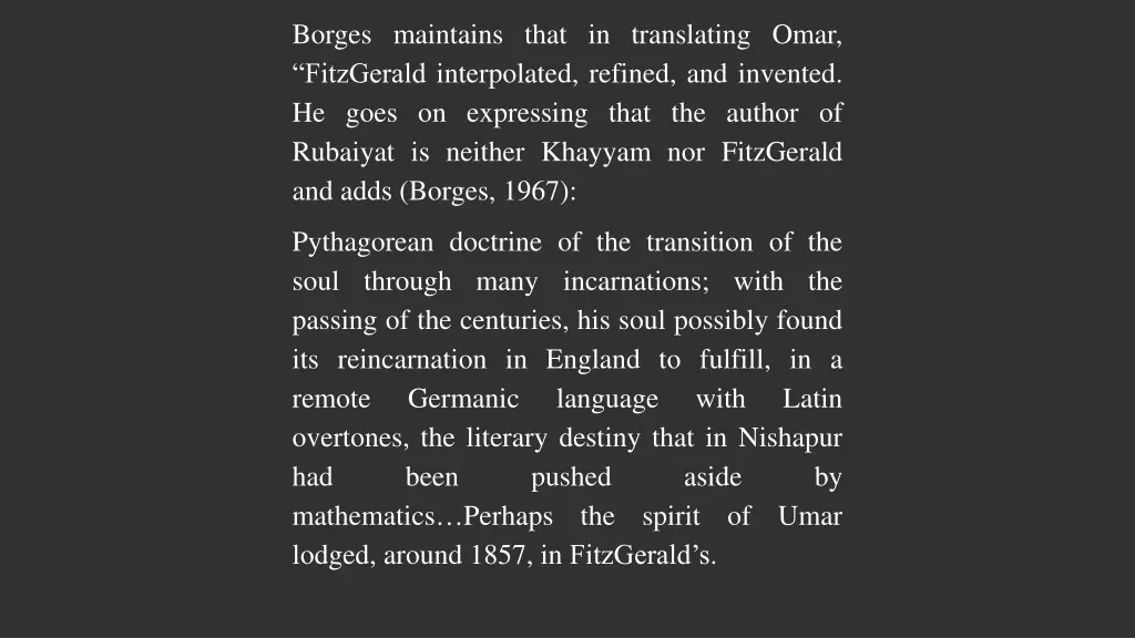 borges maintains that in translating omar