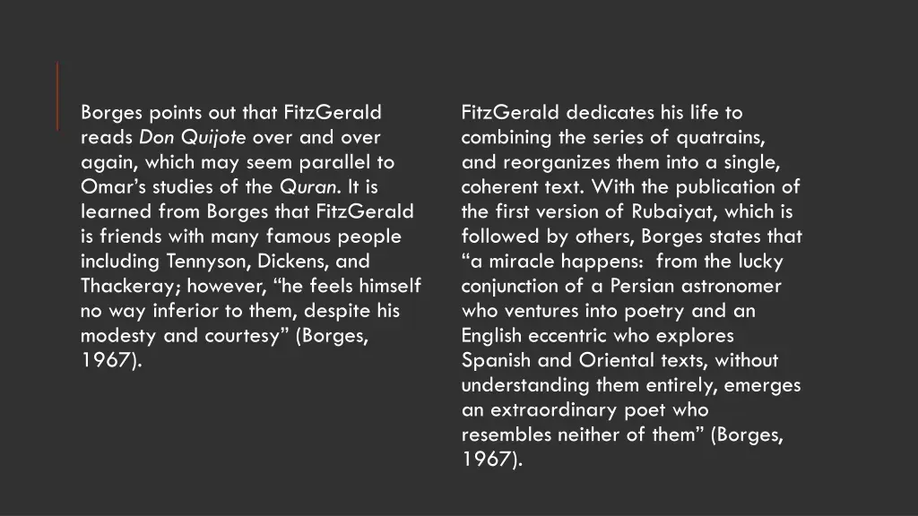 borges points out that fitzgerald reads