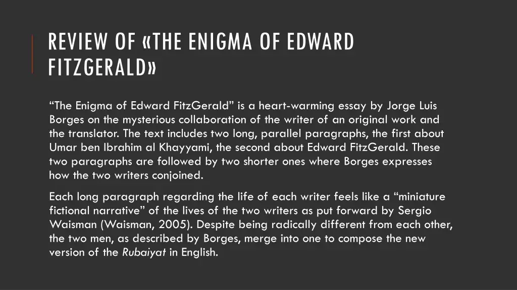 review of the enigma of edward fitzgerald