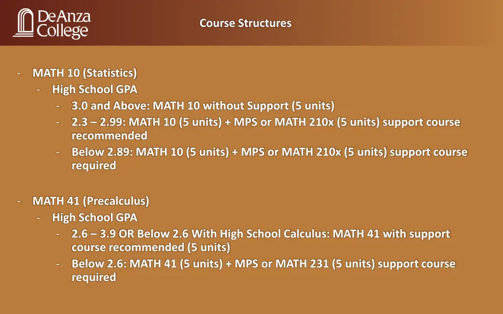 course structures