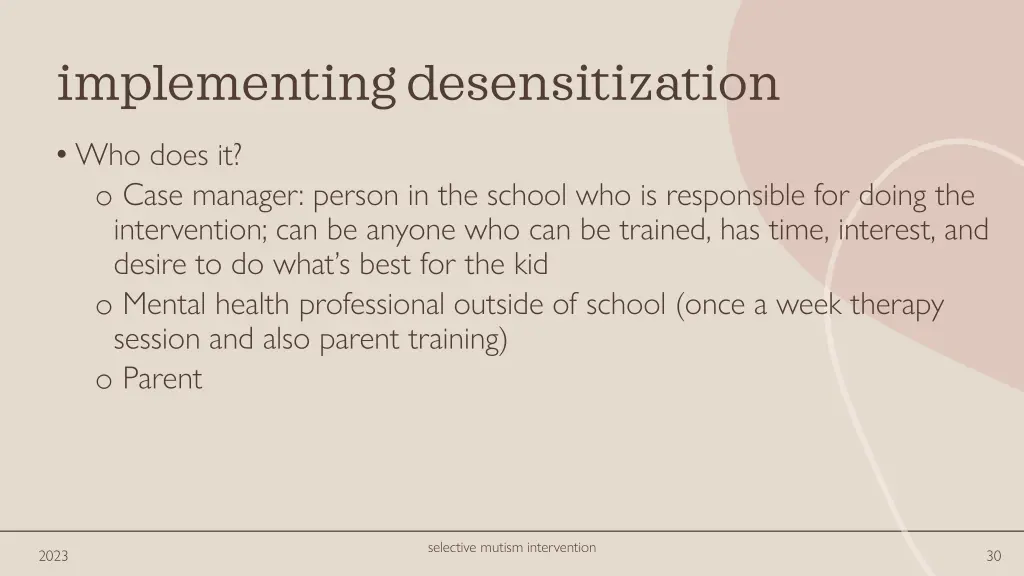 implementing desensitization