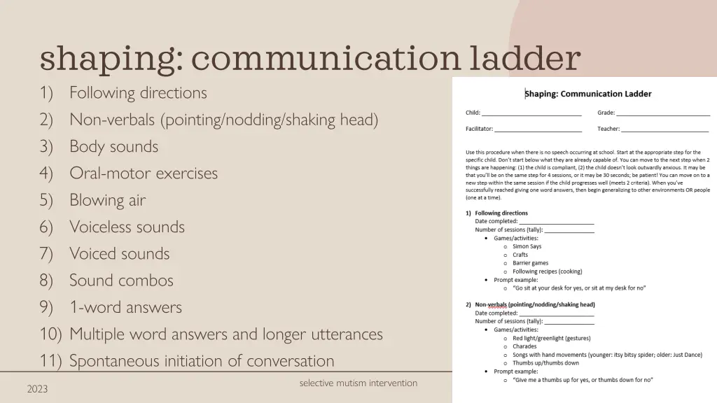 shaping communication ladder 1 following