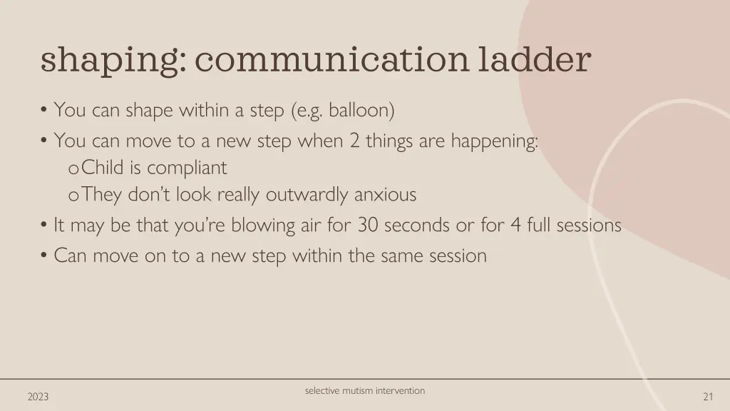 shaping communication ladder