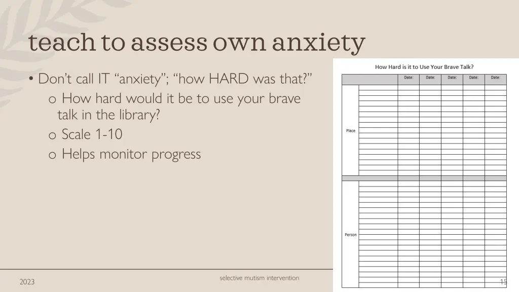 teach to assess own anxiety