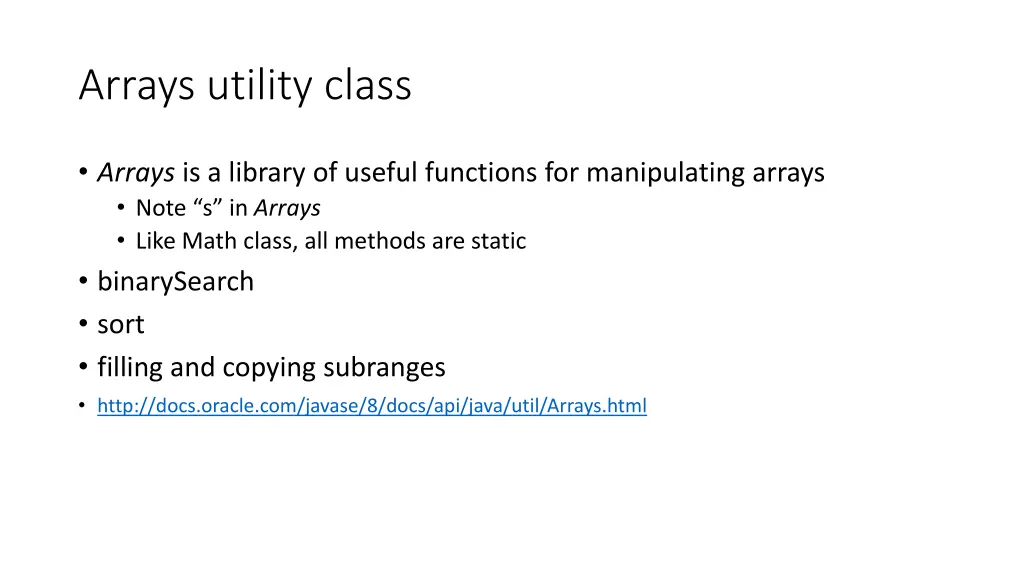 arrays utility class