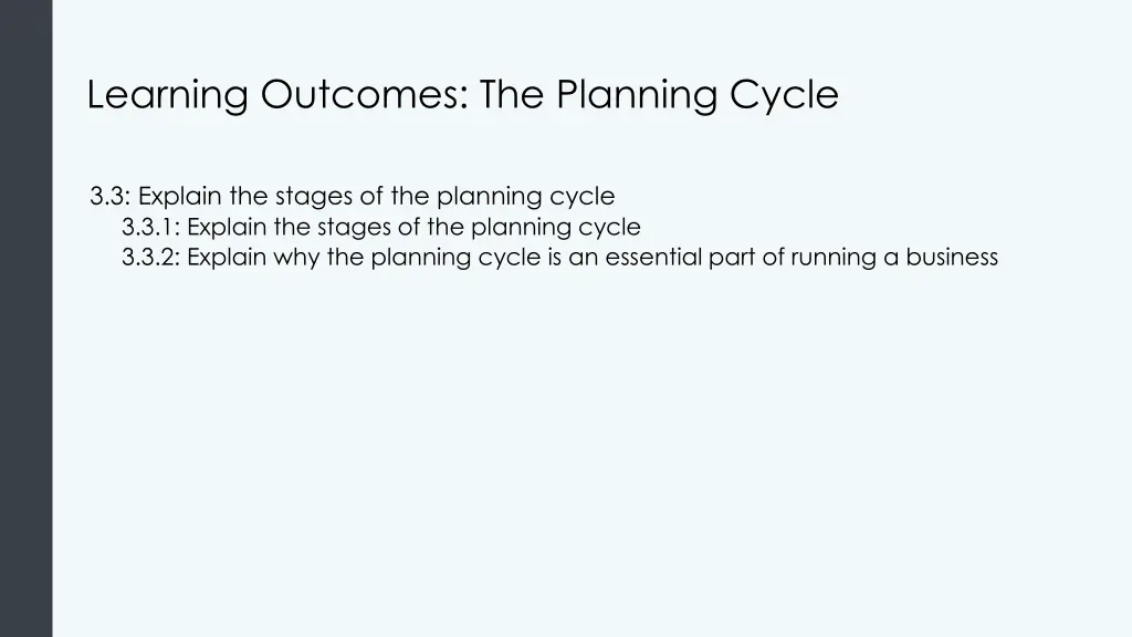 learning outcomes the planning cycle