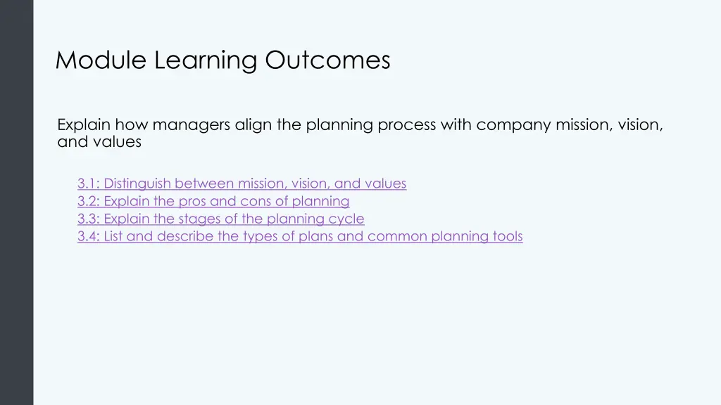 module learning outcomes