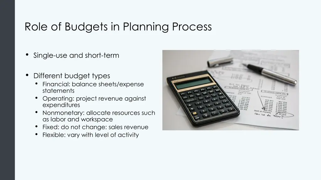 role of budgets in planning process