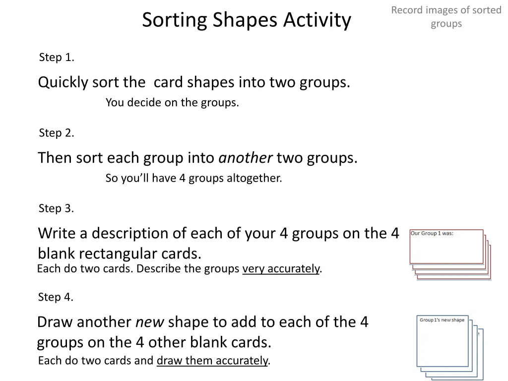 record images of sorted groups