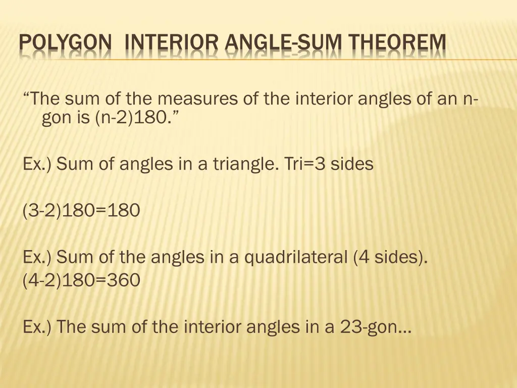 polygon interior angle sum theorem