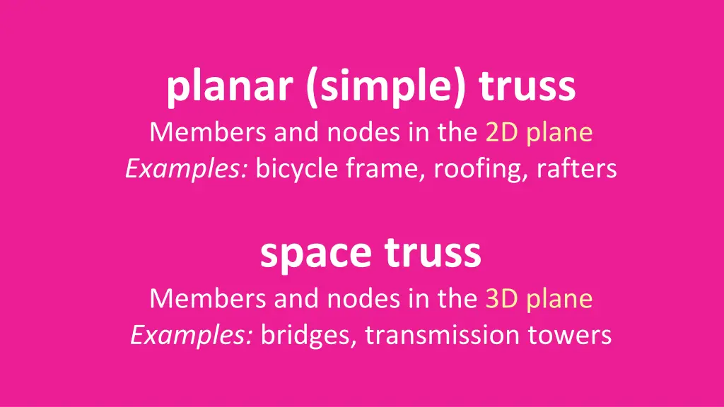 planar simple truss members and nodes