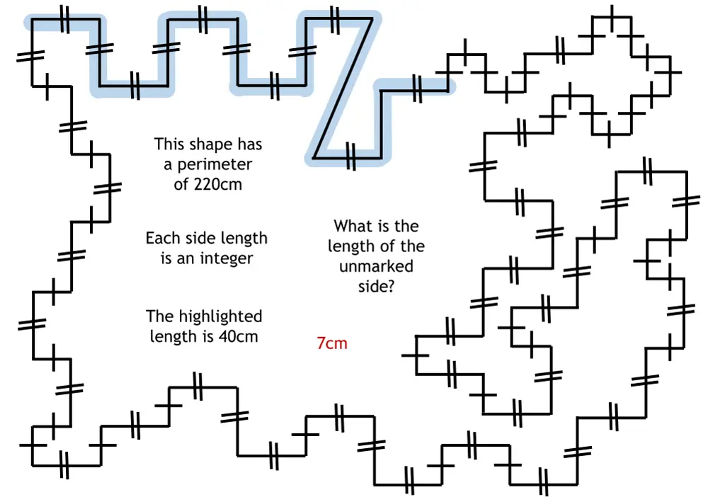 this shape has a perimeter of 220cm 1