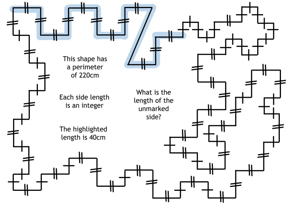 this shape has a perimeter of 220cm