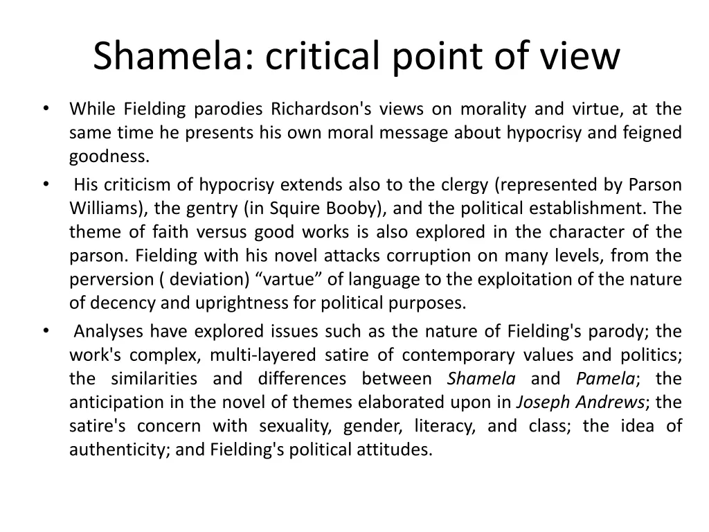 shamela critical point of view 1