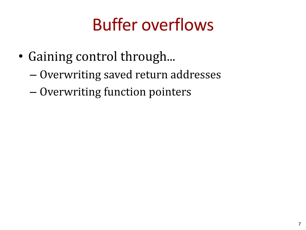 buffer overflows