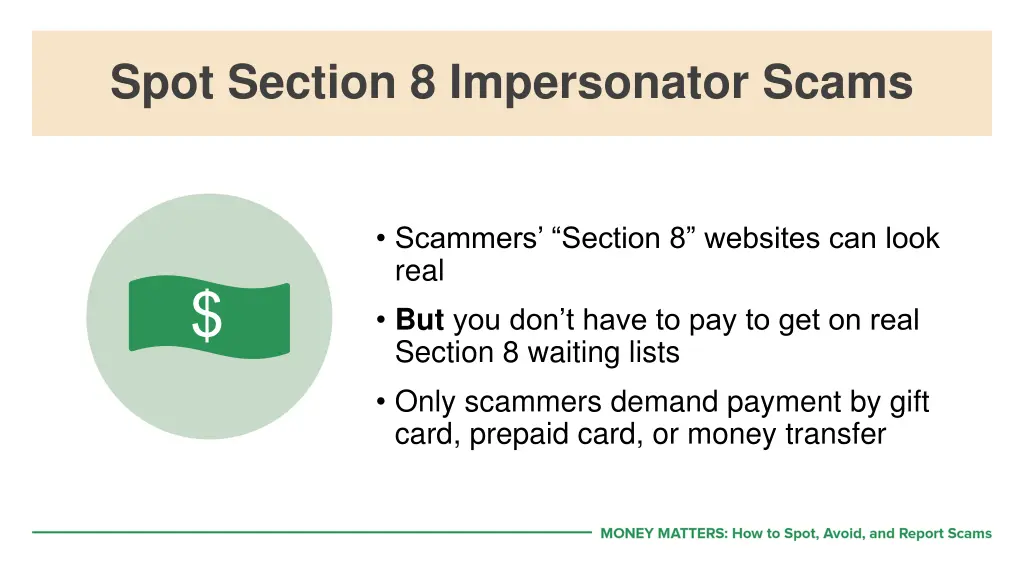 spot section 8 impersonator scams