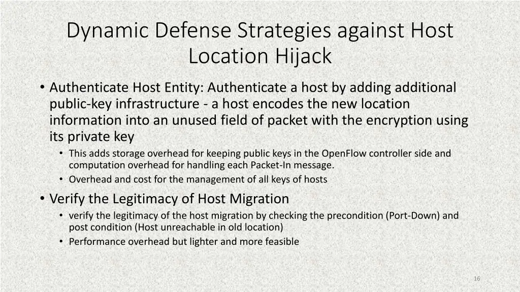 dynamic defense strategies against host location