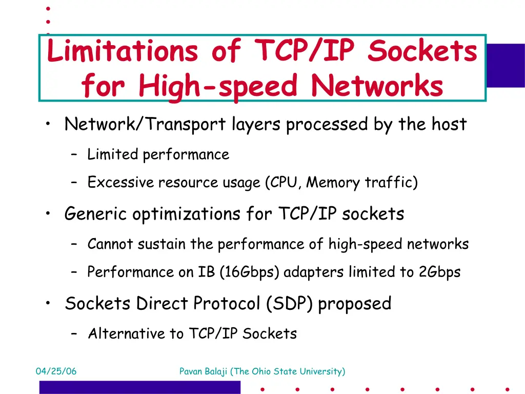 limitations of tcp ip sockets for high speed