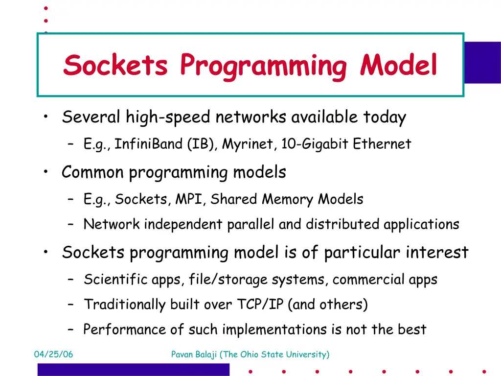 sockets programming model