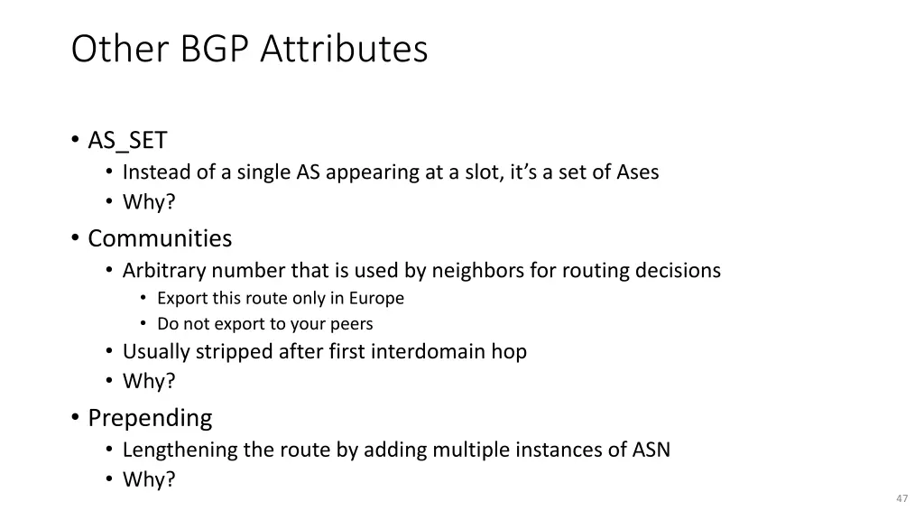 other bgp attributes