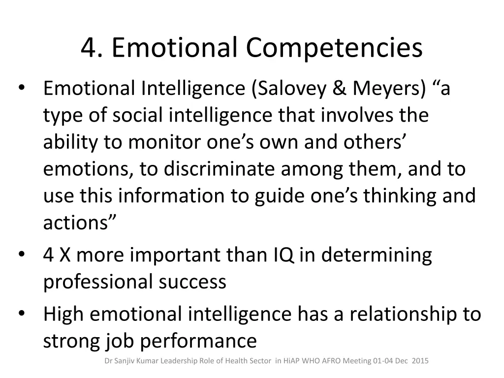 4 emotional competencies emotional intelligence