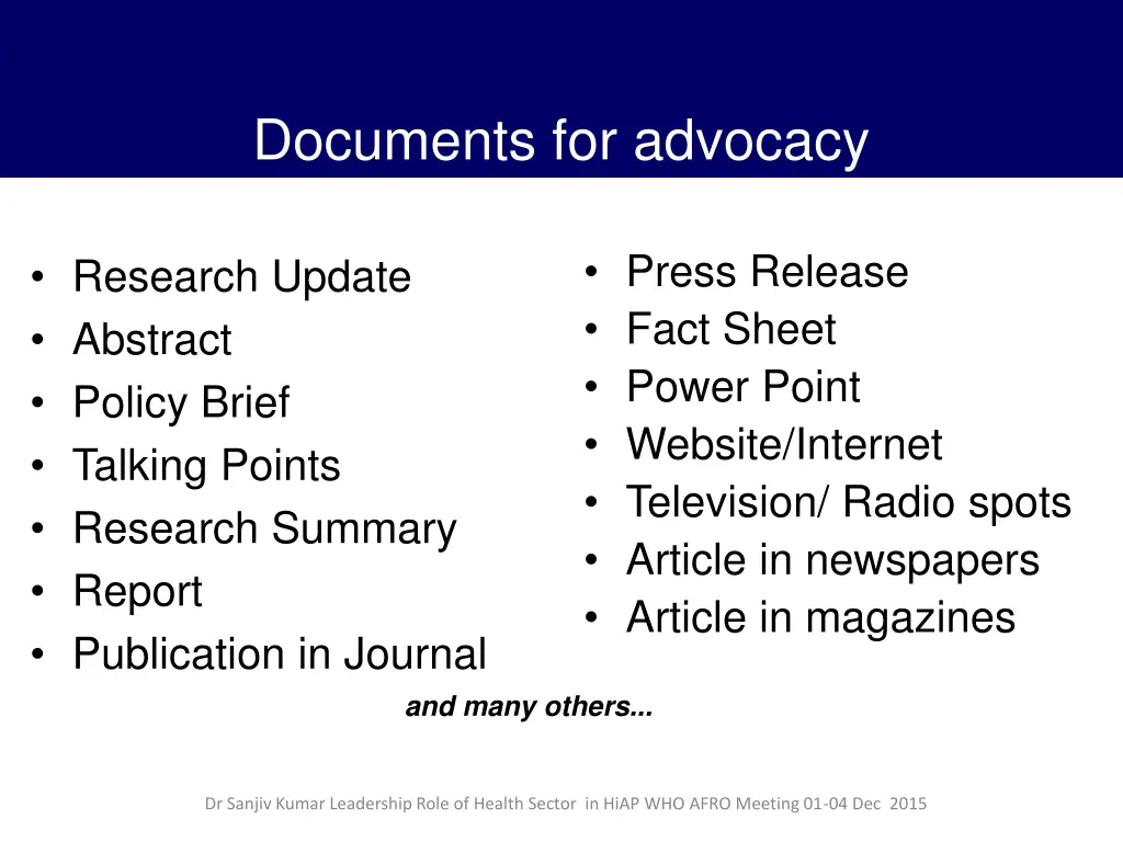 documents for advocacy