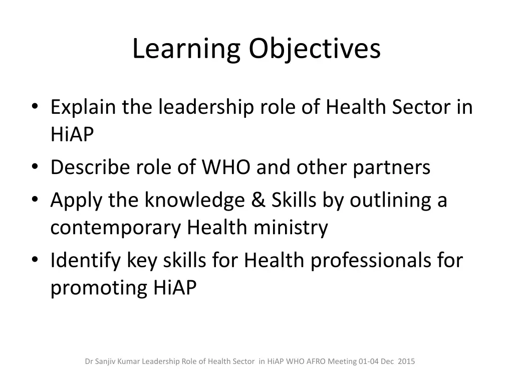 learning objectives