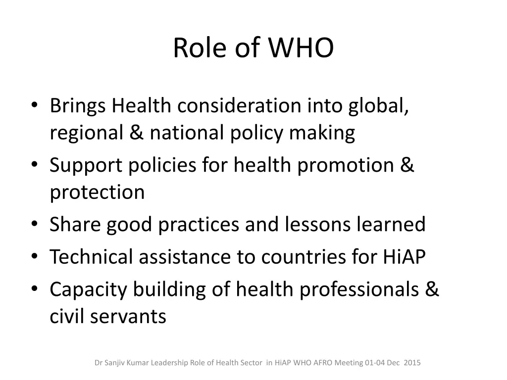 role of who