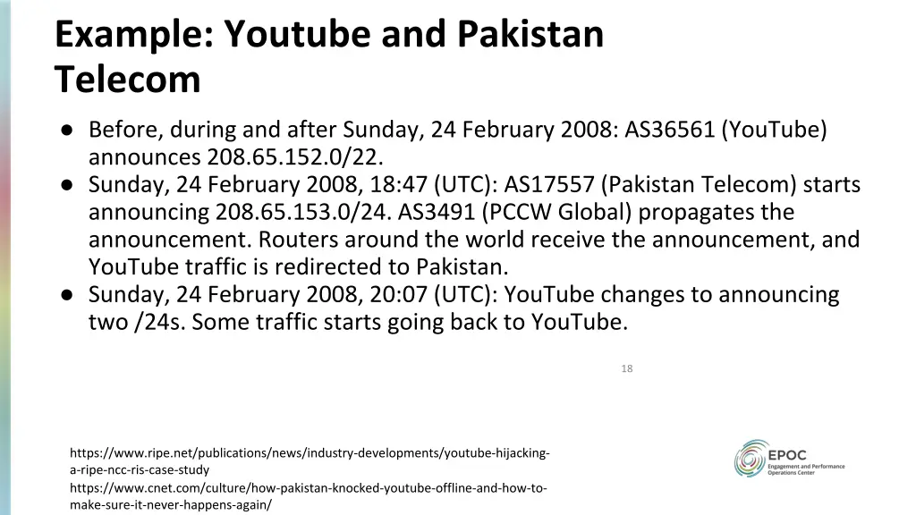 example youtube and pakistan telecom before