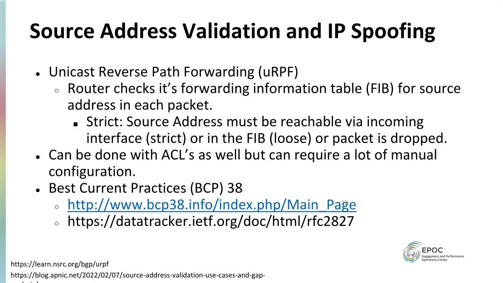 source address validation and ip spoofing