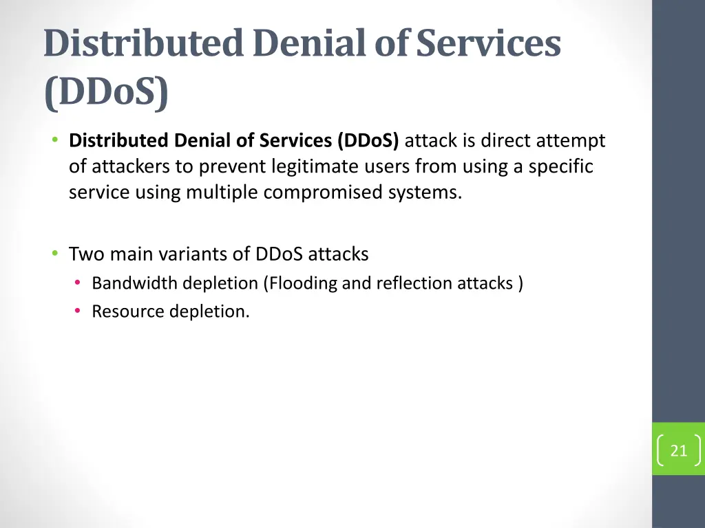 distributed denial of services ddos