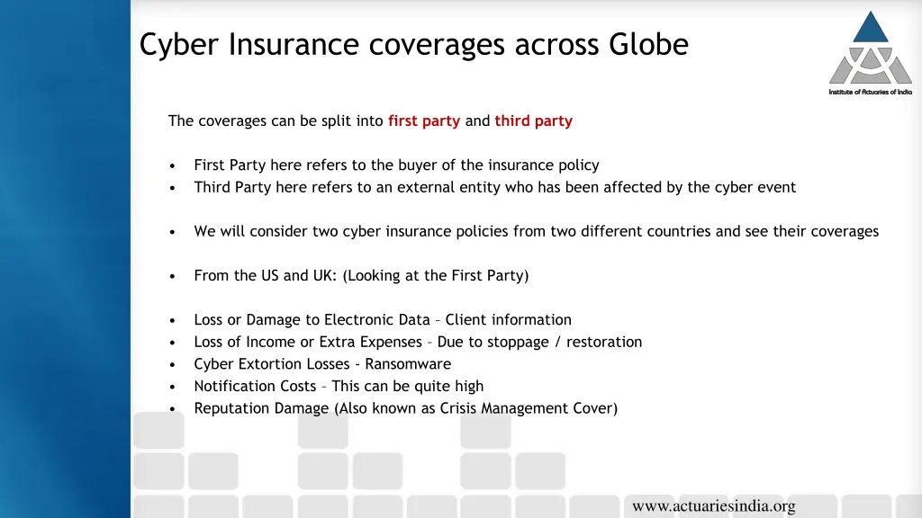 cyber insurance coverages across globe