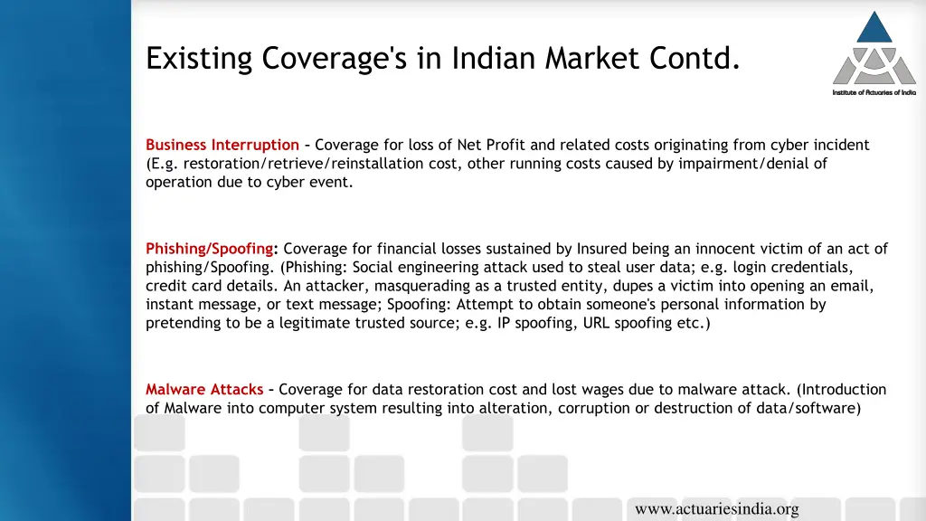 existing coverage s in indian market contd 1