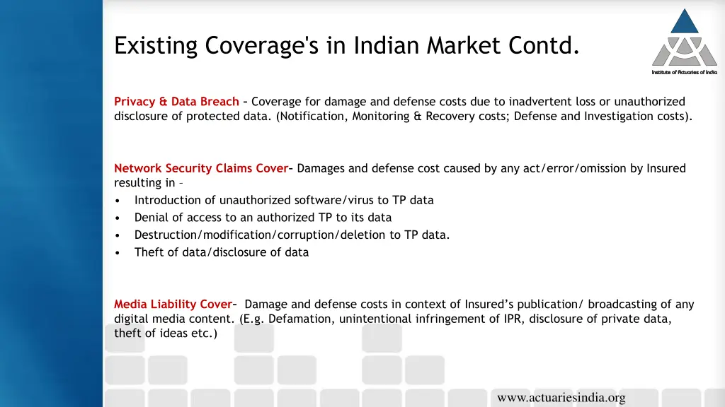 existing coverage s in indian market contd 2