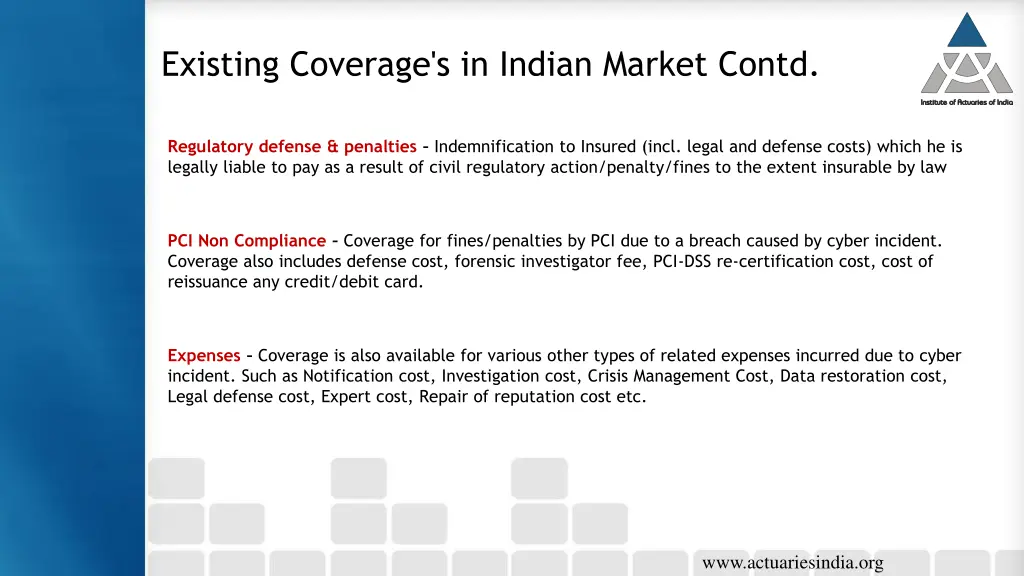 existing coverage s in indian market contd 3